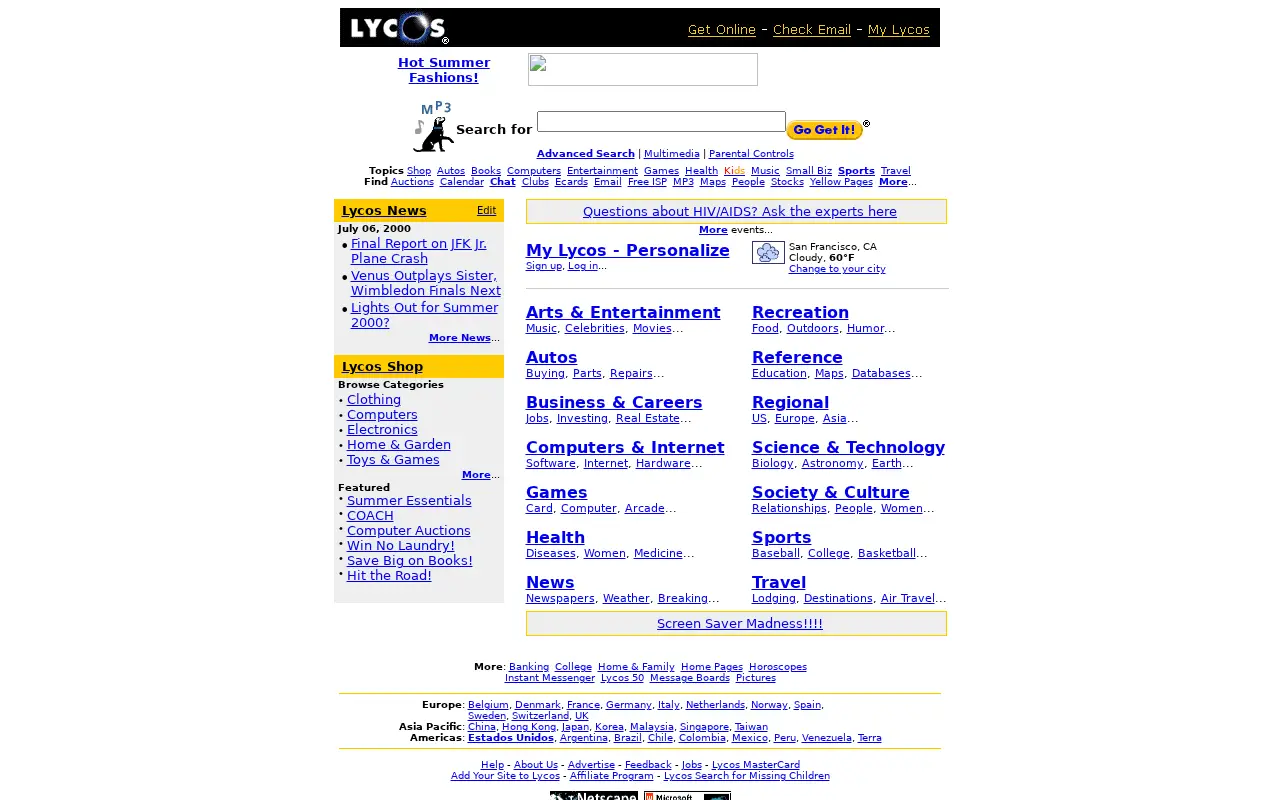lycos.com in 2000