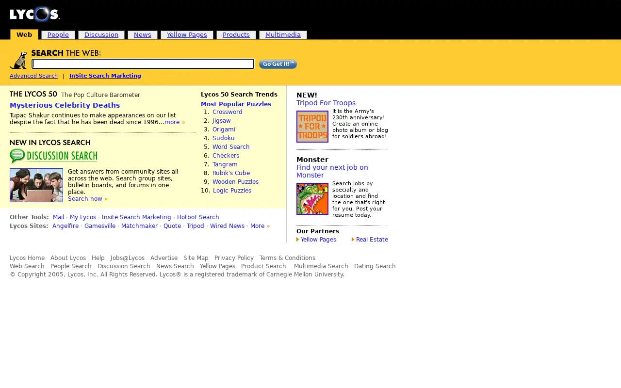 lycos.com in 2005