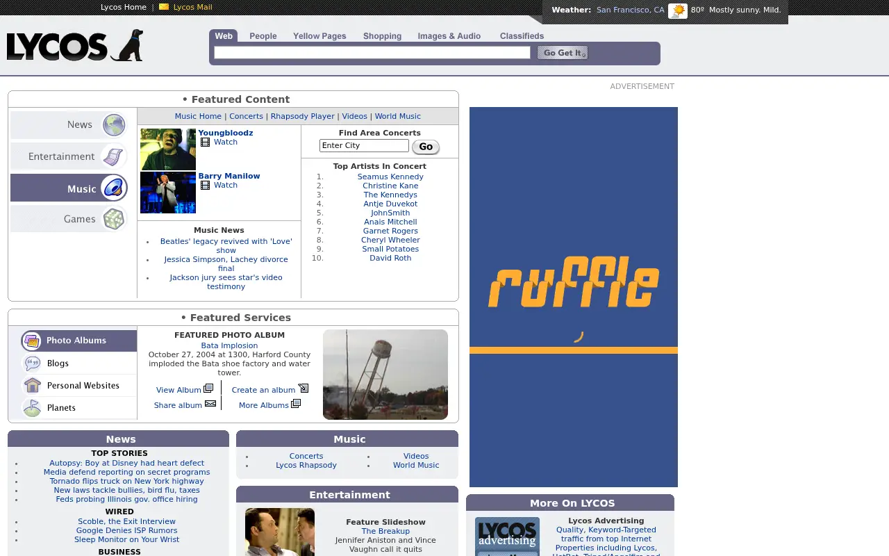lycos.com in 2006