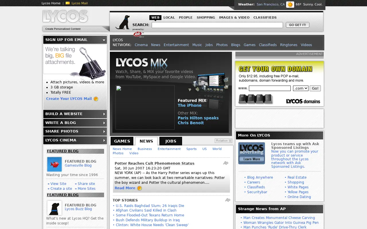 lycos.com in 2007