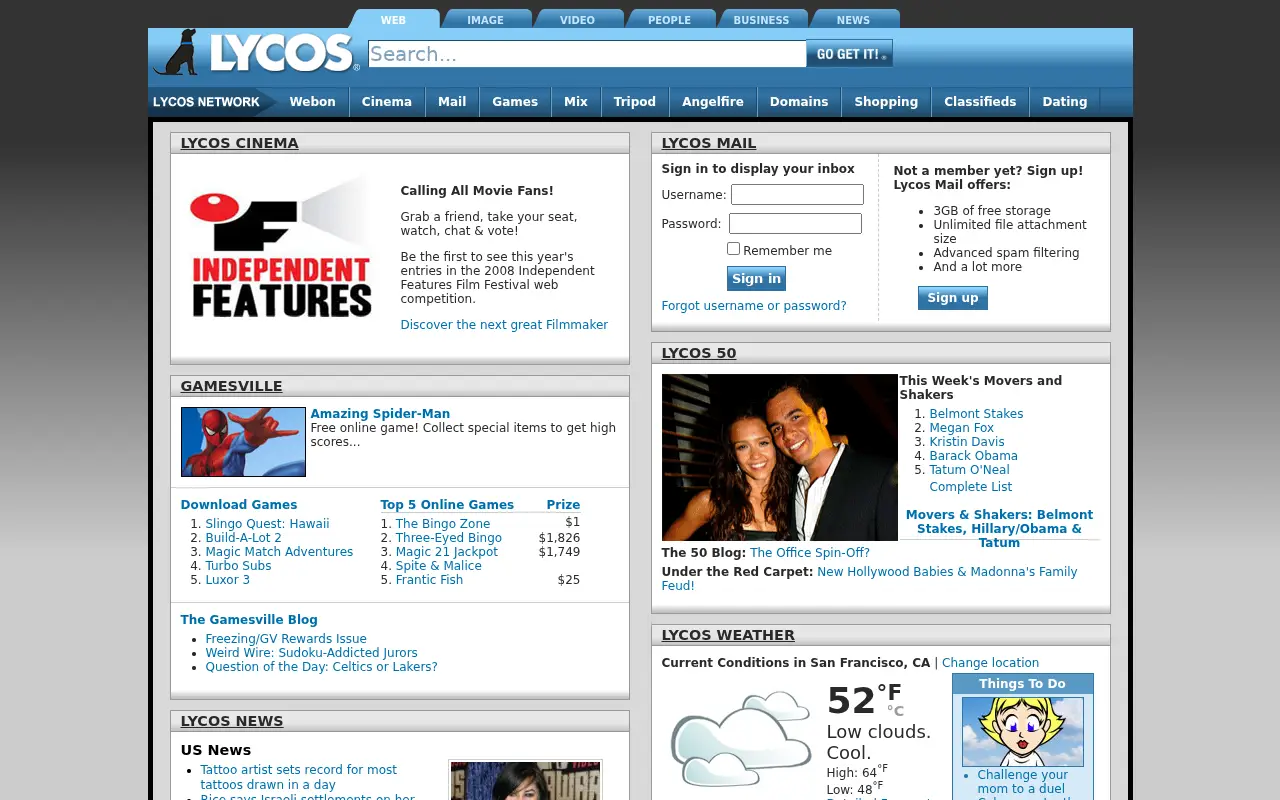 lycos.com in 2008
