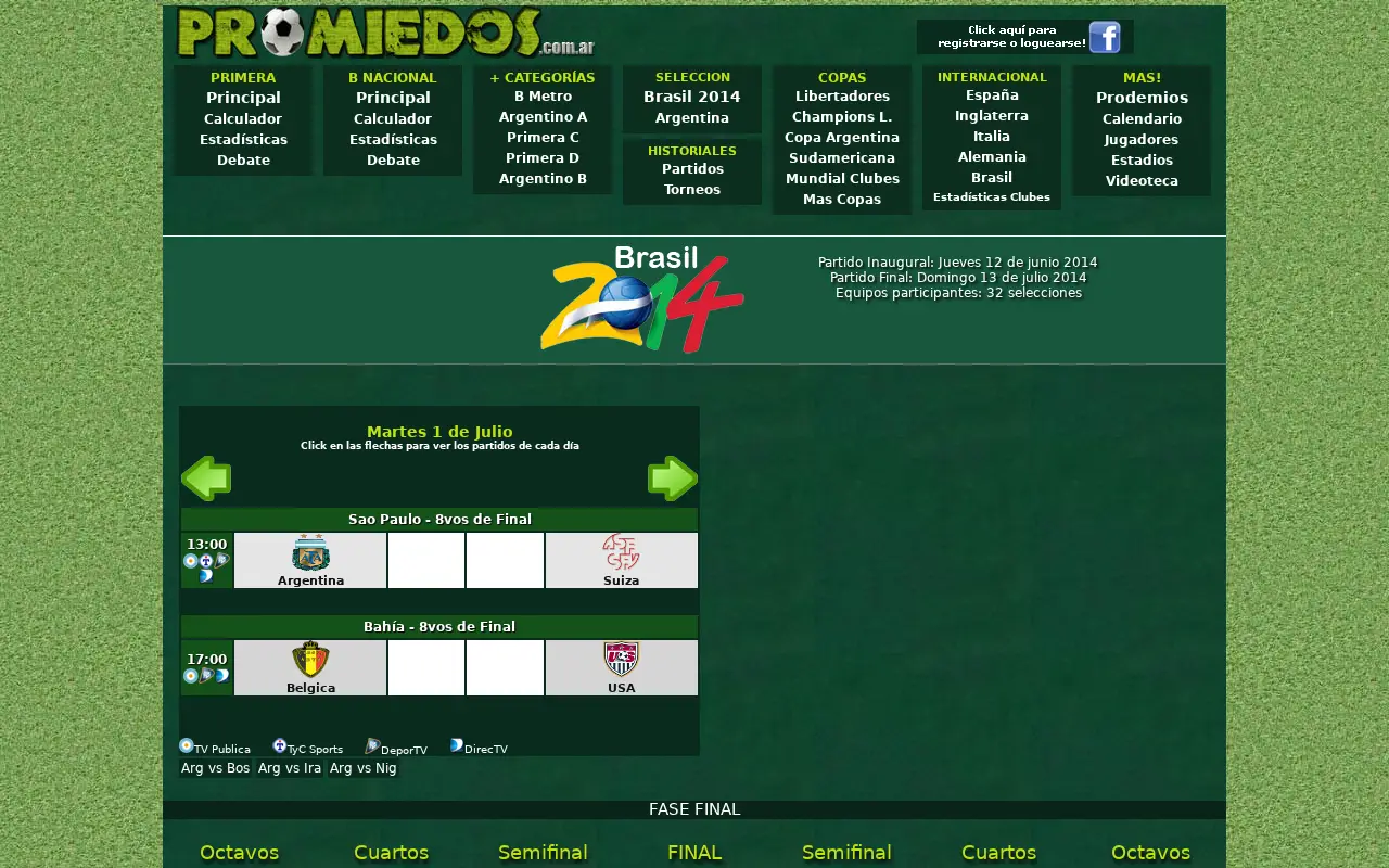 promiedos.com.ar in 2014