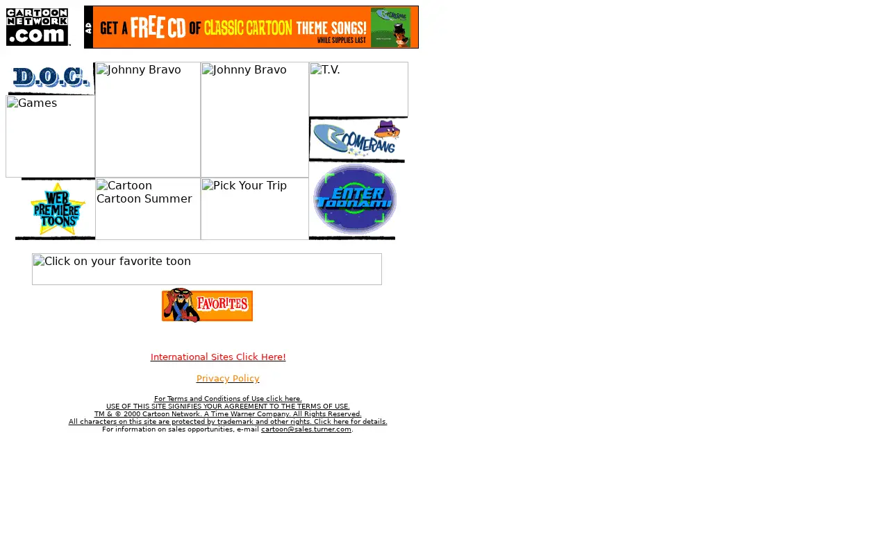 cartoonnetwork.com in 2000