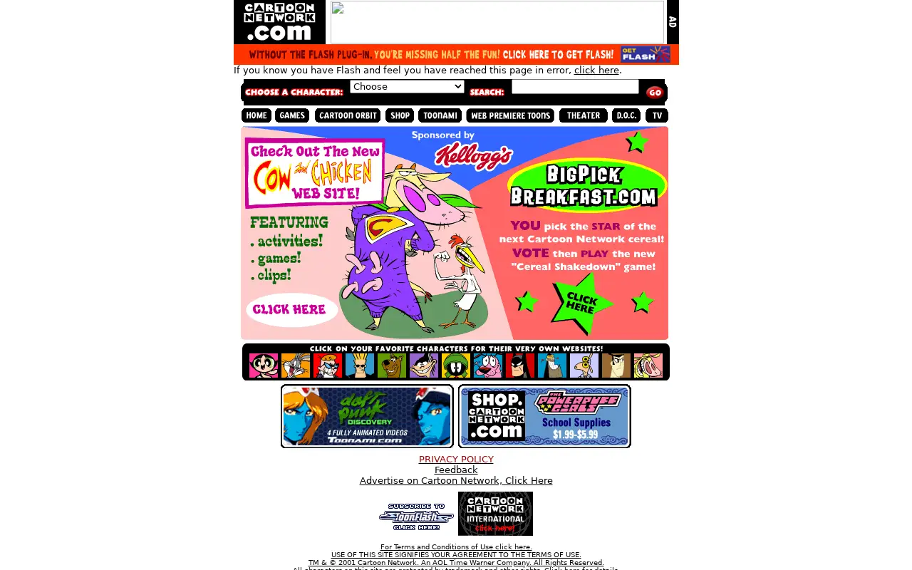 cartoonnetwork.com in 2001