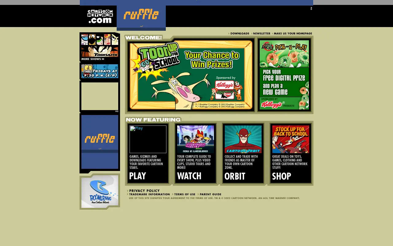 cartoonnetwork.com on July 20, 2002