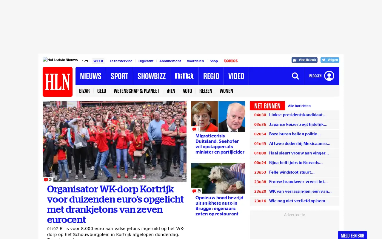 hln.be in 2018
