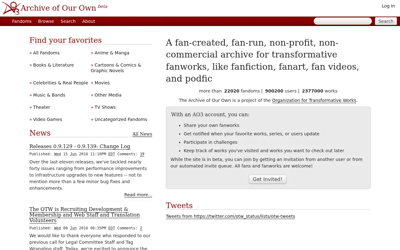 archiveofourown.org in 2016