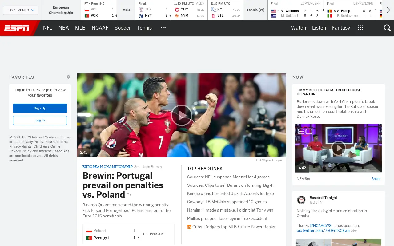 espn.com in 2016