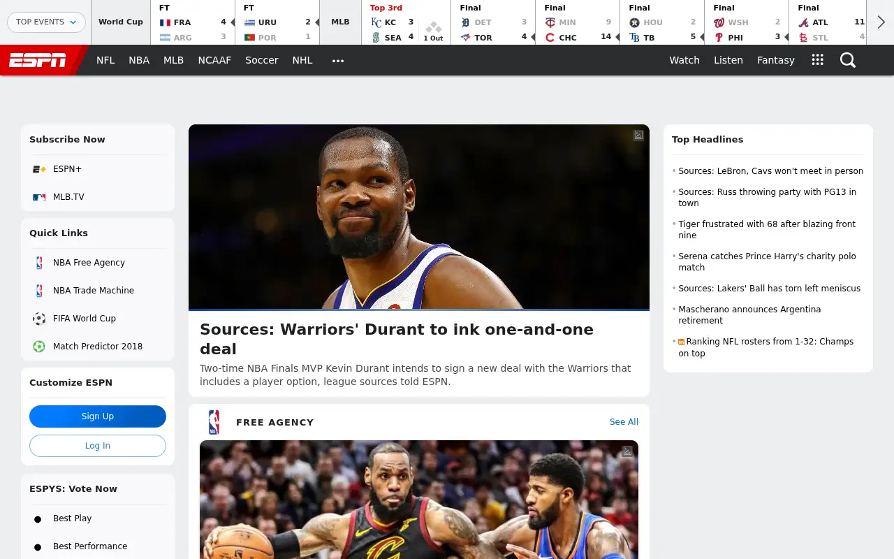 espn.com in 2018