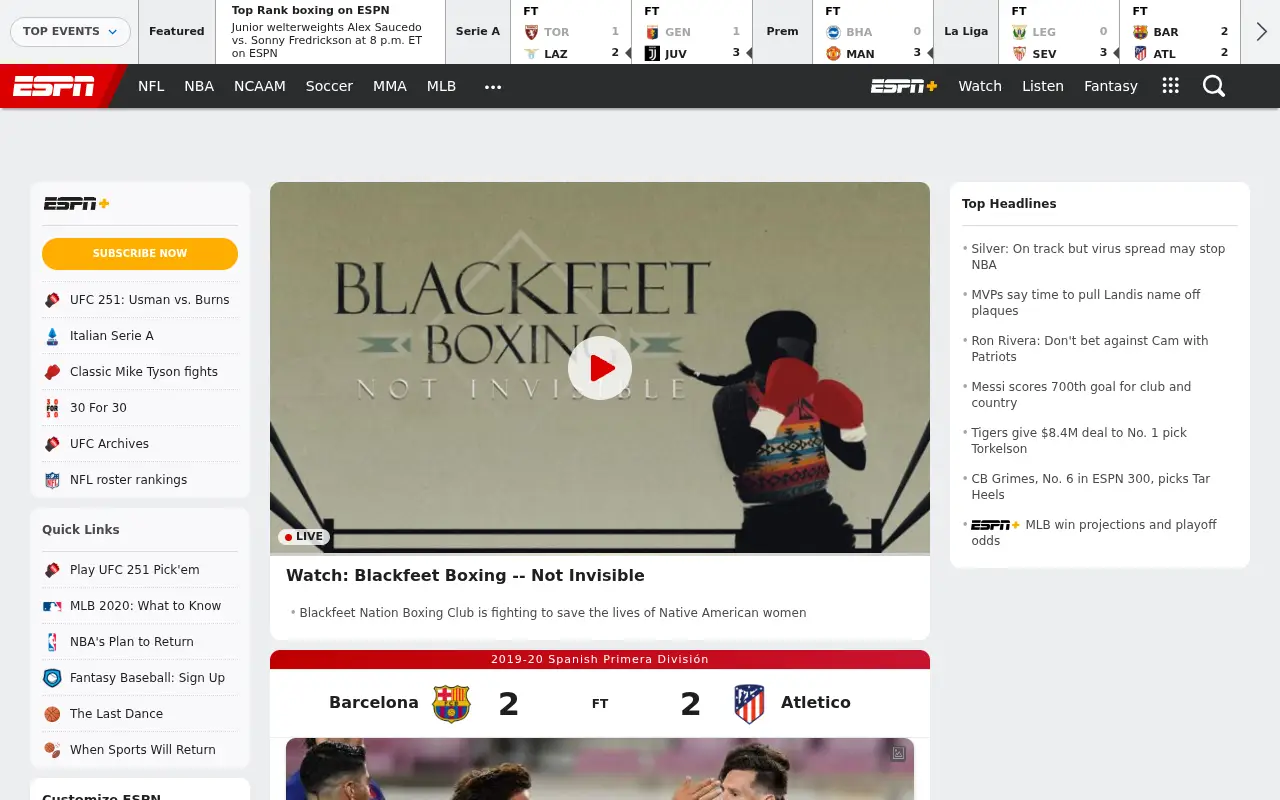 espn.com in 2020