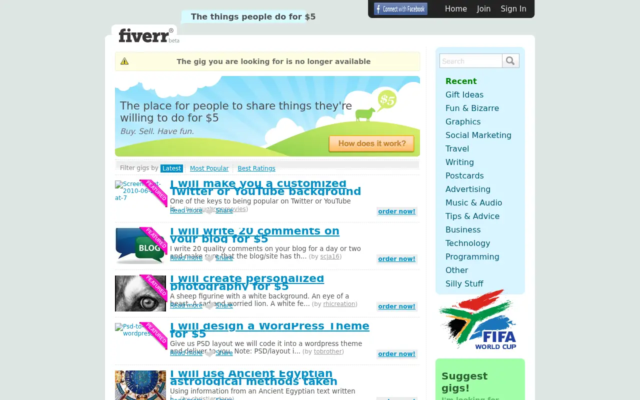 fiverr.com on June 30, 2010