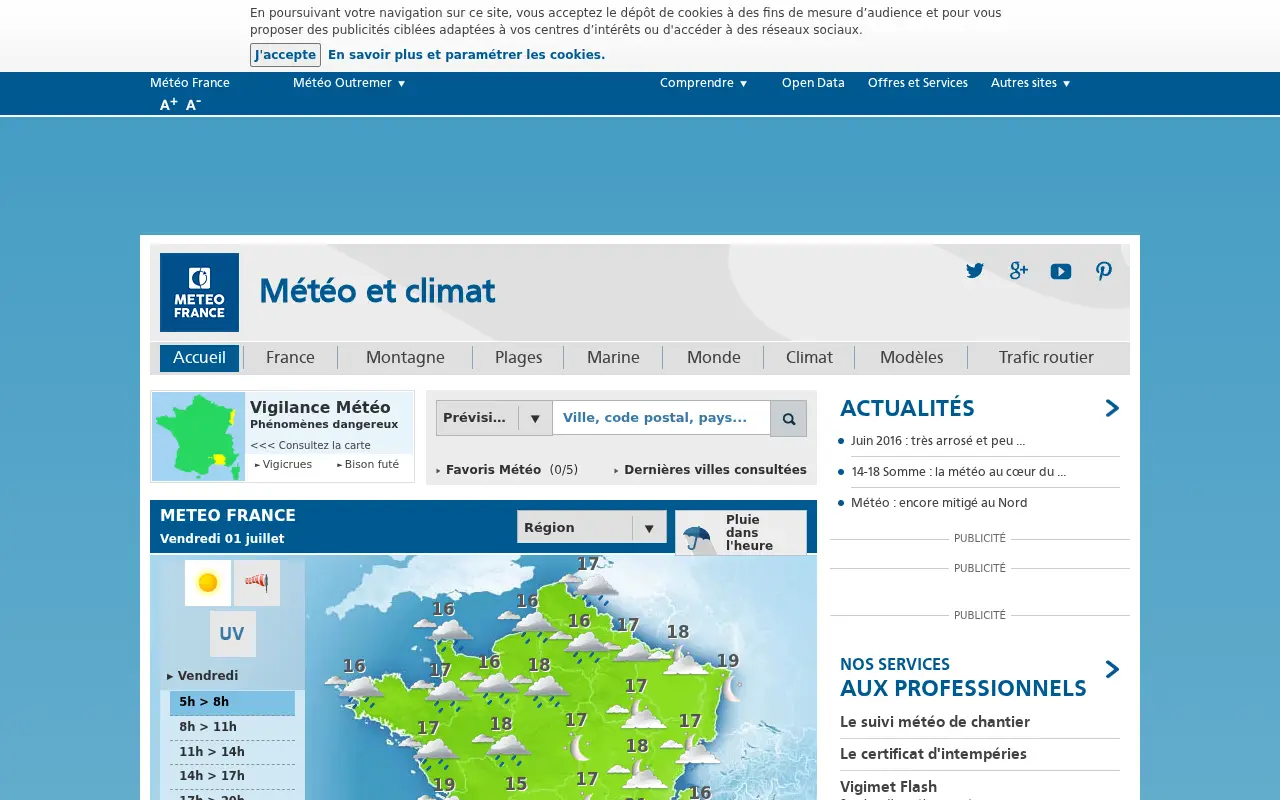 meteofrance.com in 2016