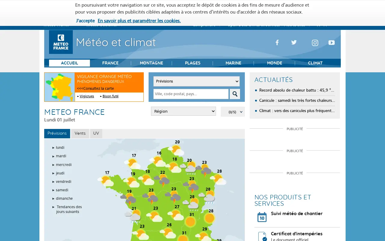 meteofrance.com in 2019