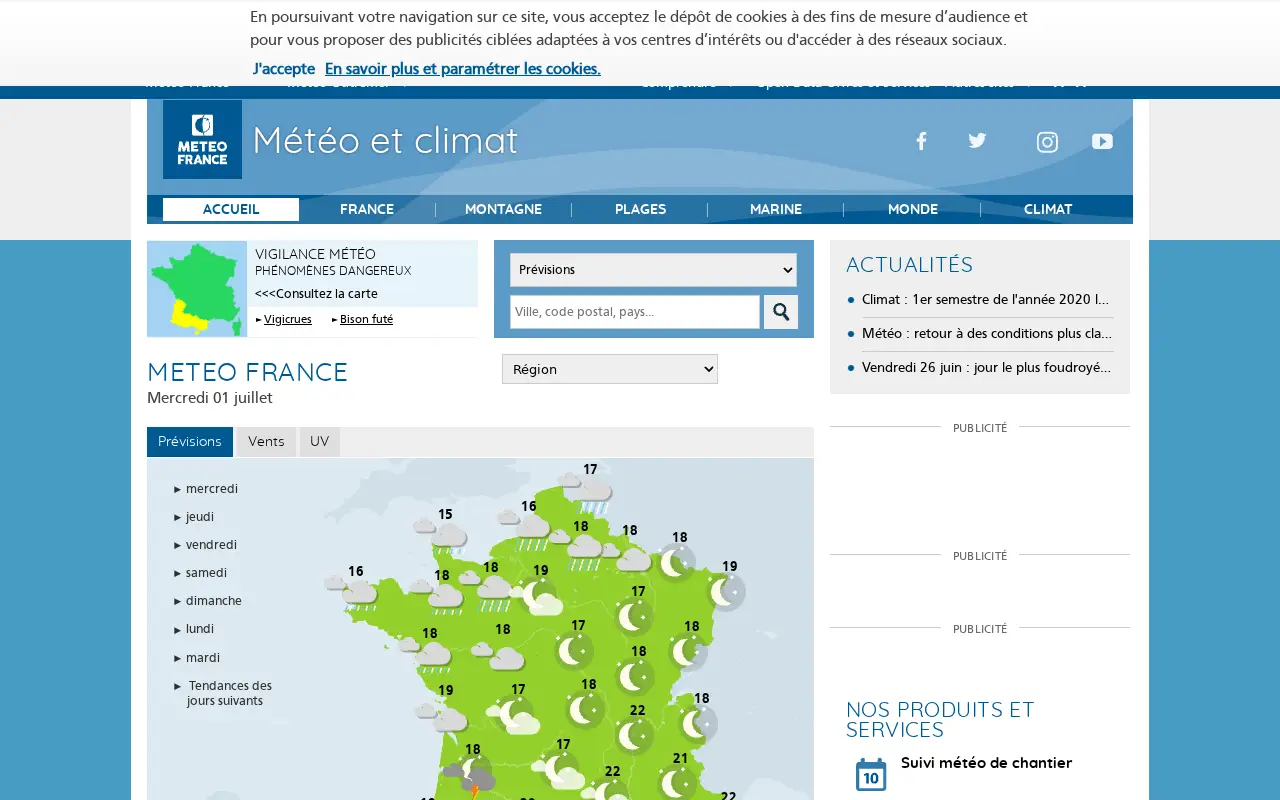 meteofrance.com in 2020