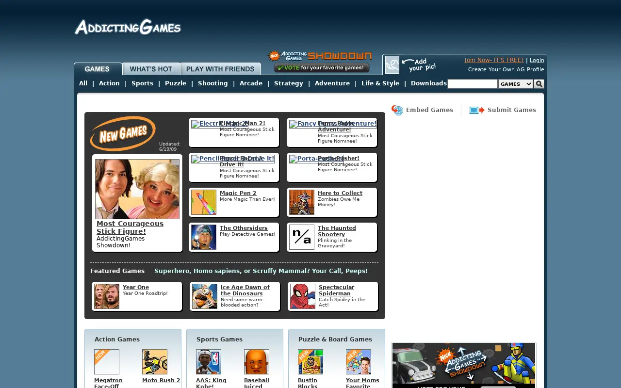 addictinggames.com in 2009