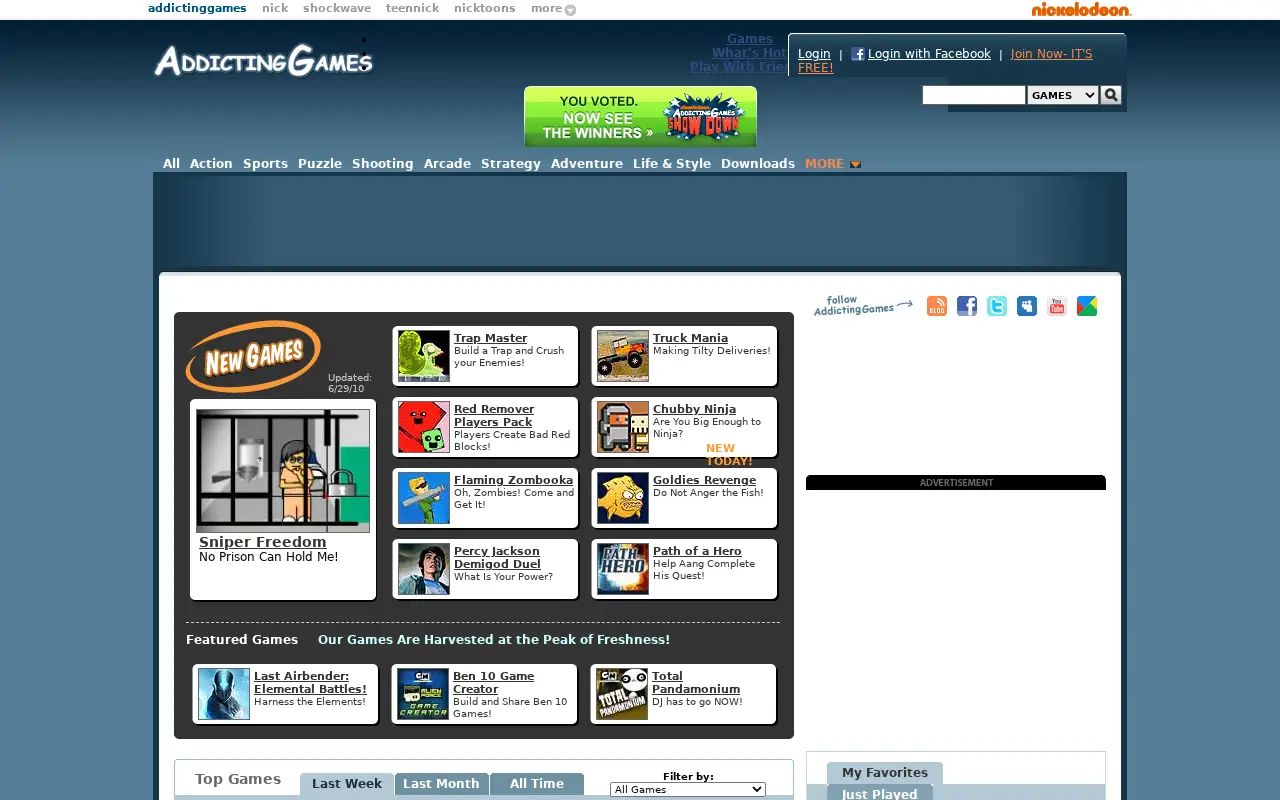 addictinggames.com in 2010