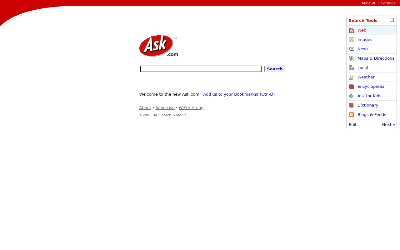 askjeeves.com in 2006