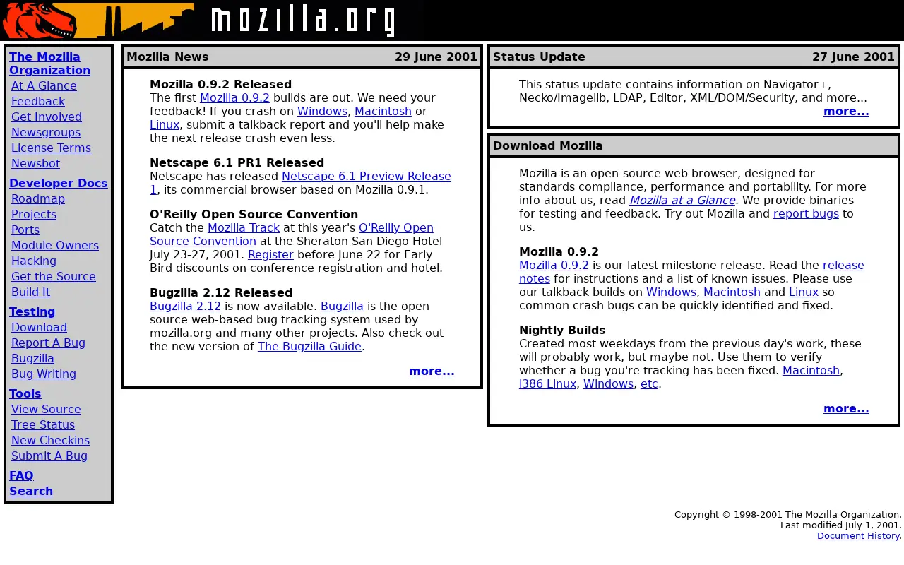 mozilla.org on July 2, 2001