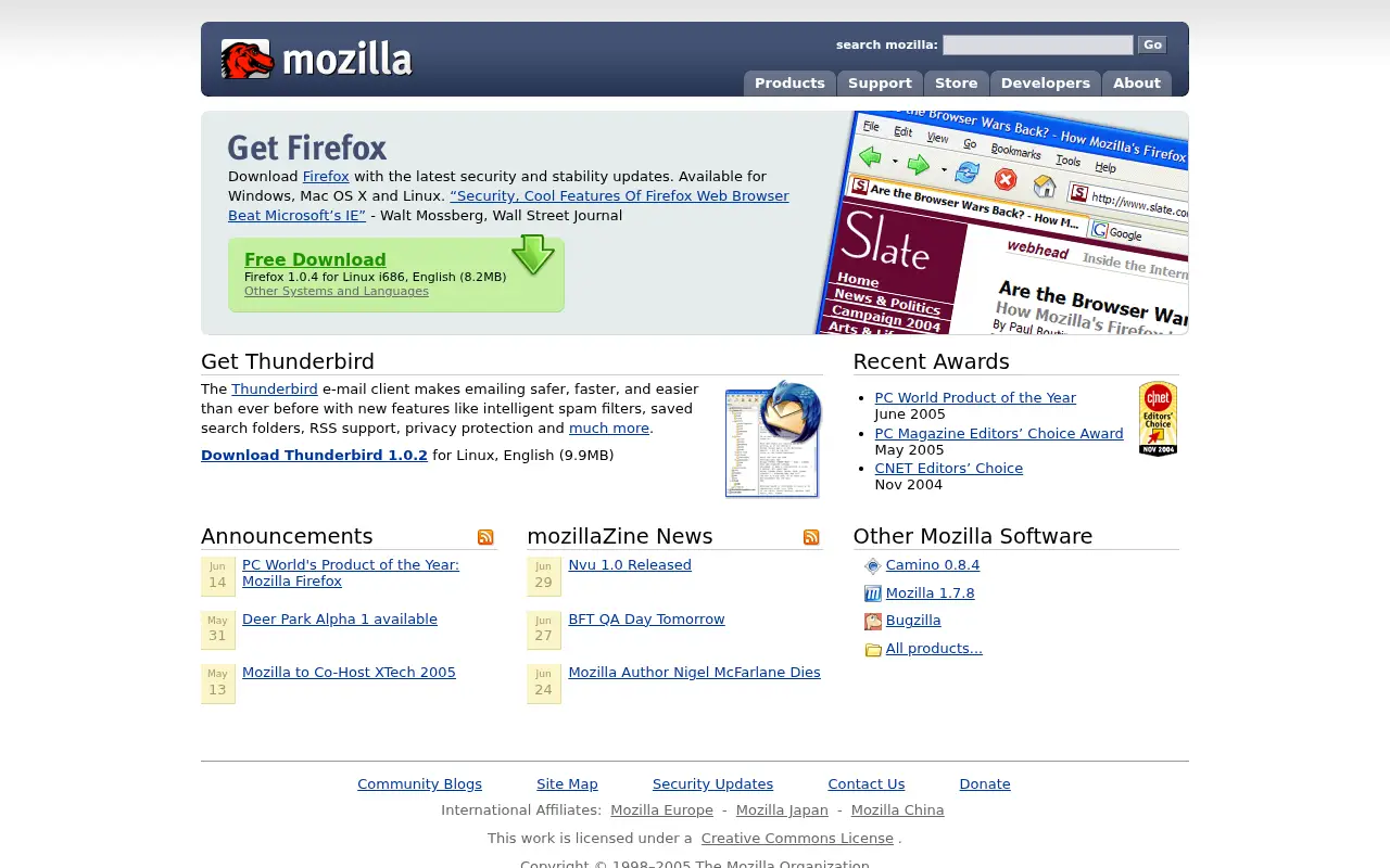 mozilla.org in 2005