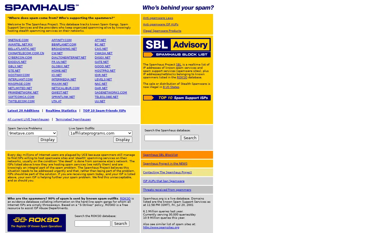 spamhaus.org in 2001