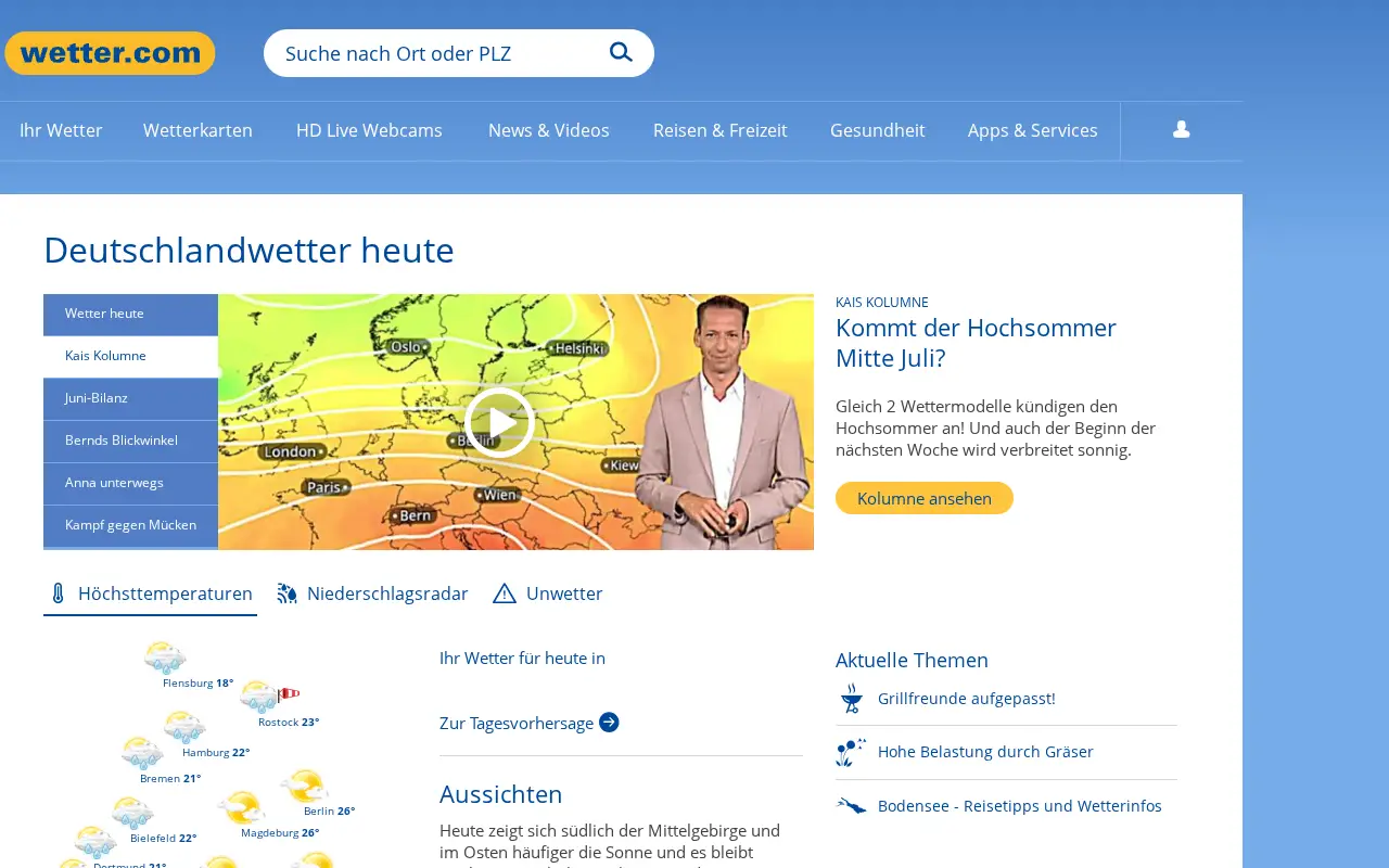 wetter.com on July 1, 2016