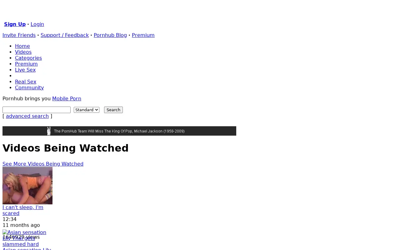 pornhub.com in 2009