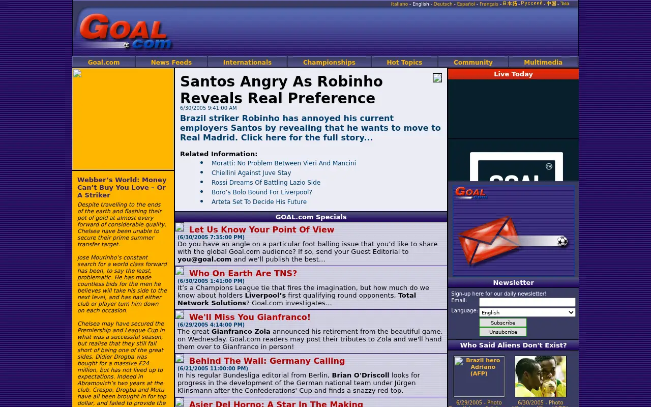goal.com in 2005