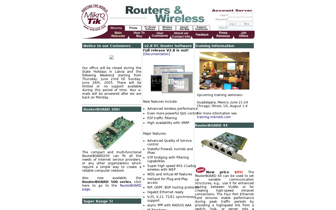 mikrotik.com in 2005