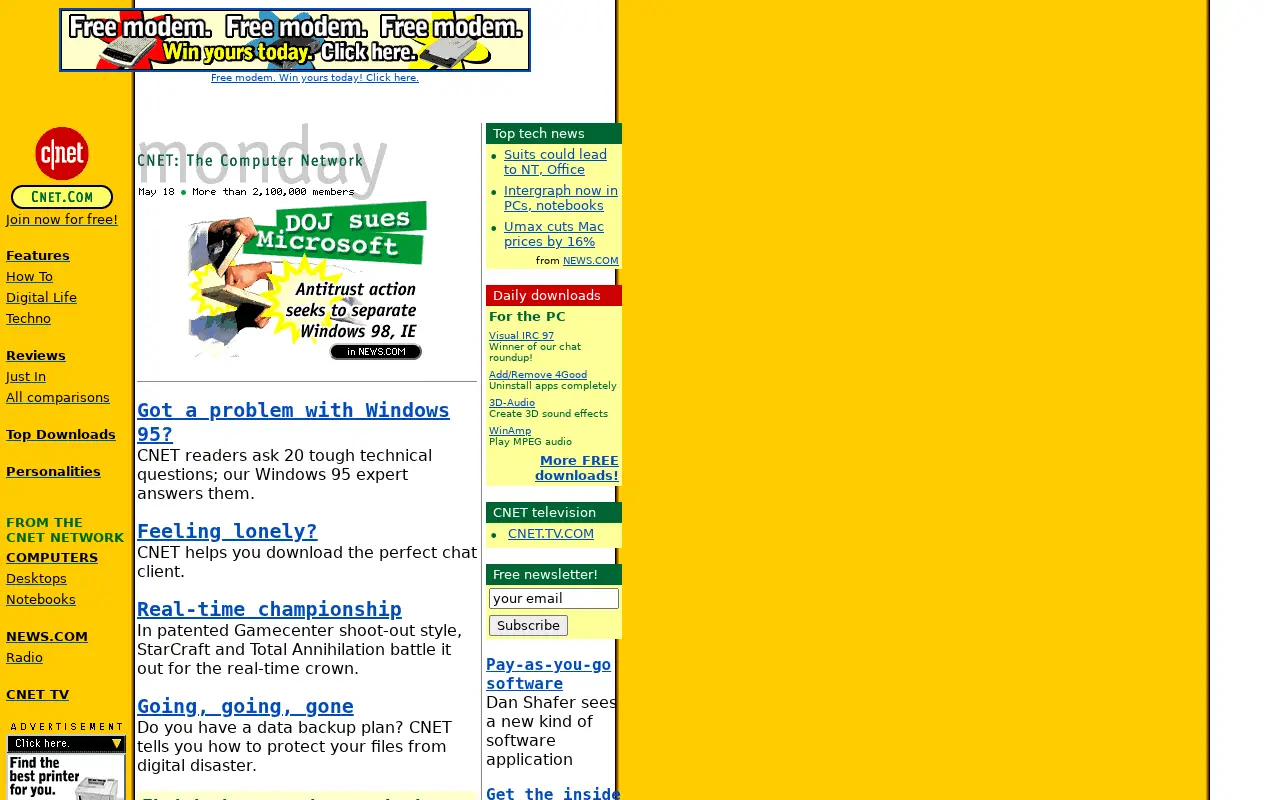 cnet.com in 1998