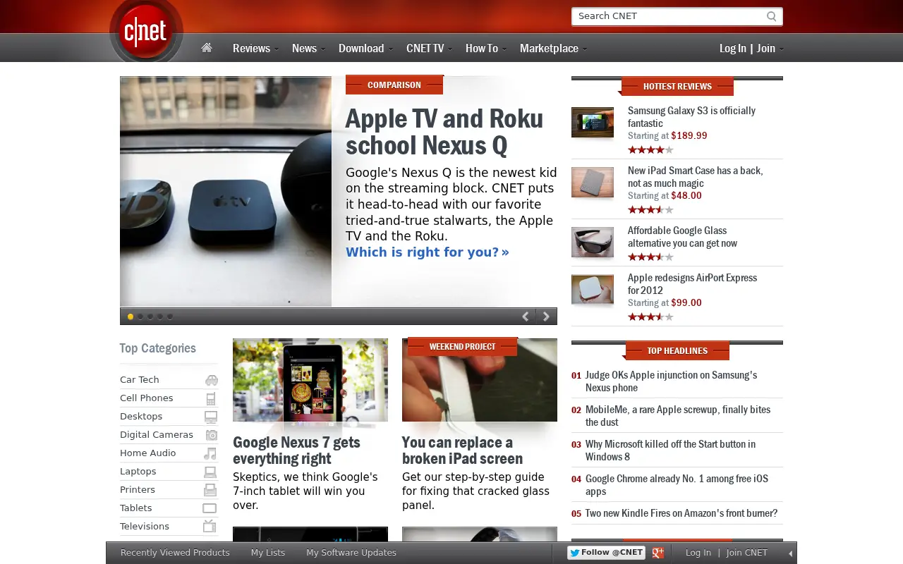 cnet.com in 2012
