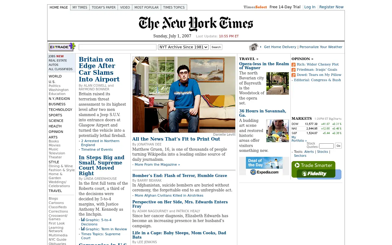 nytimes.com in 2007