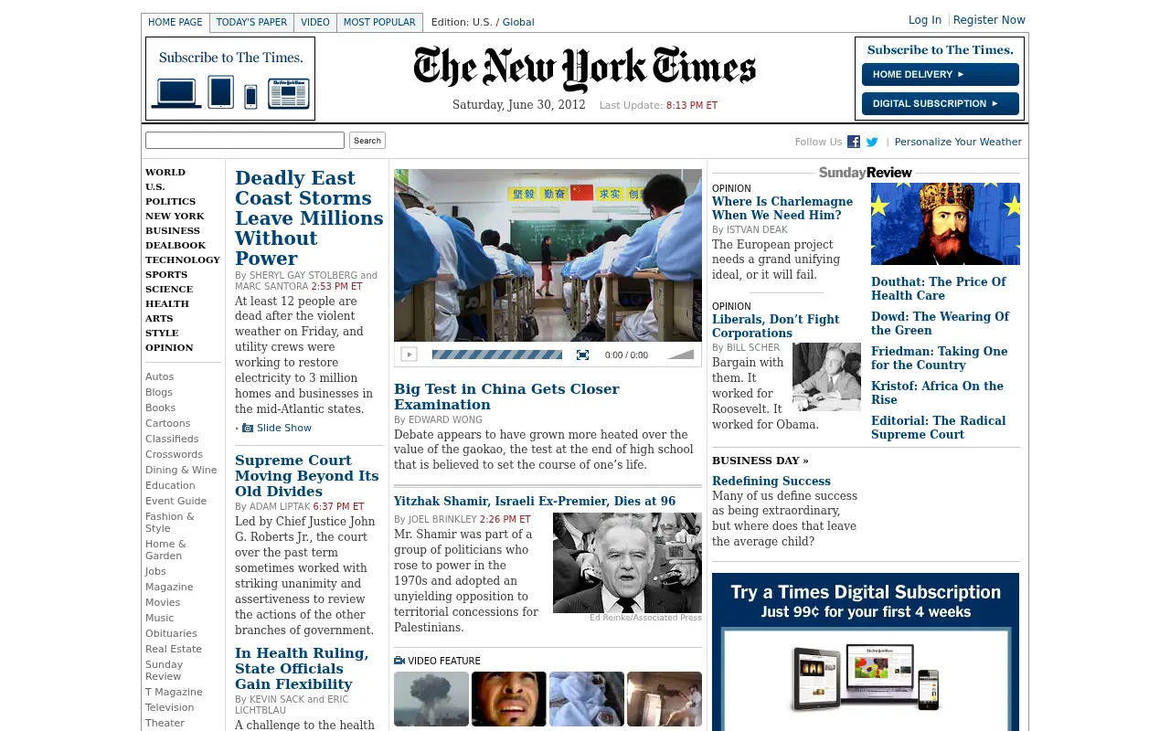 nytimes.com in 2012