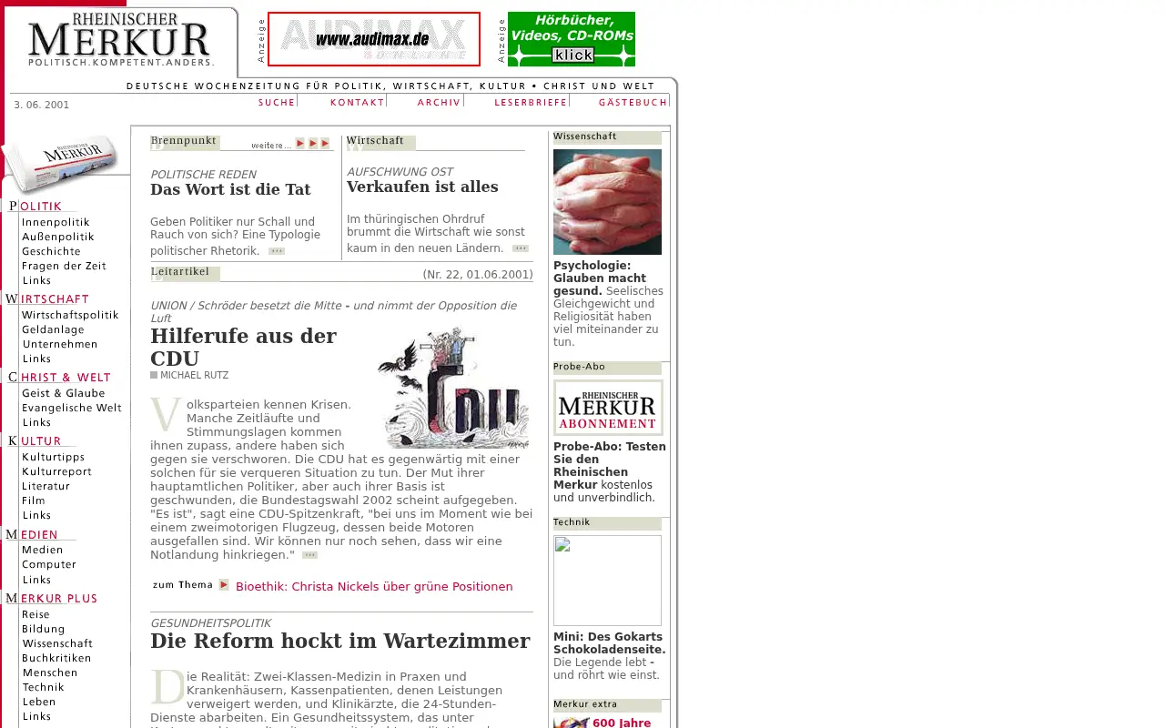 merkur.de in 2001