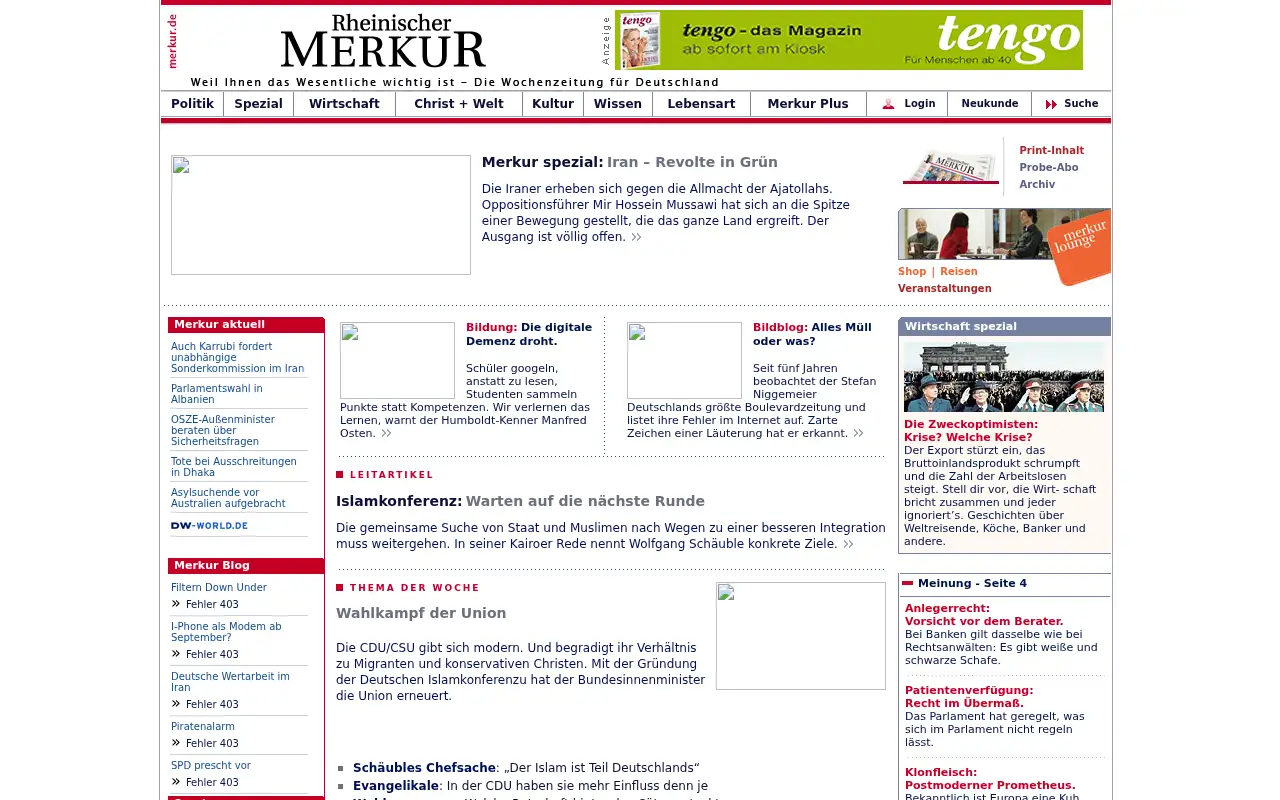 merkur.de in 2009