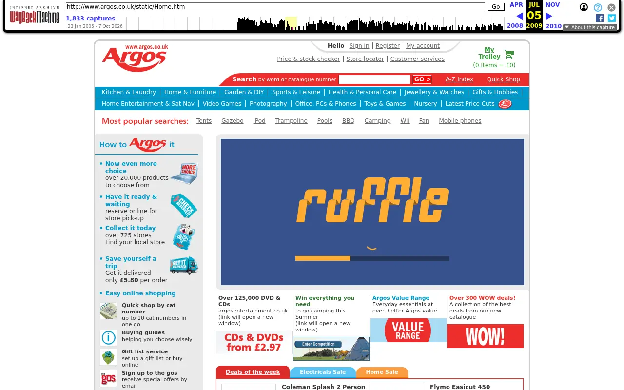 argos.co.uk in 2009
