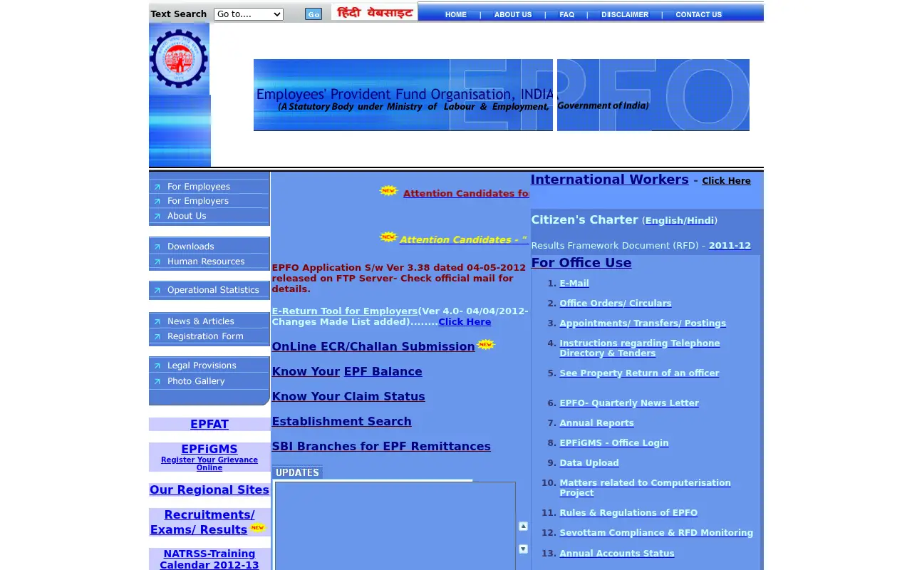 epfindia.gov.in in 2012