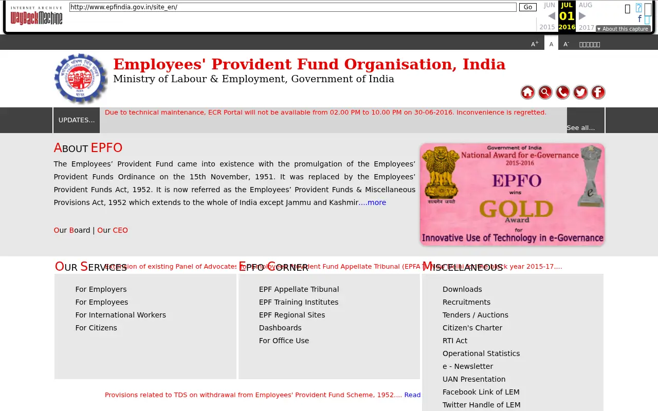 epfindia.gov.in in 2016