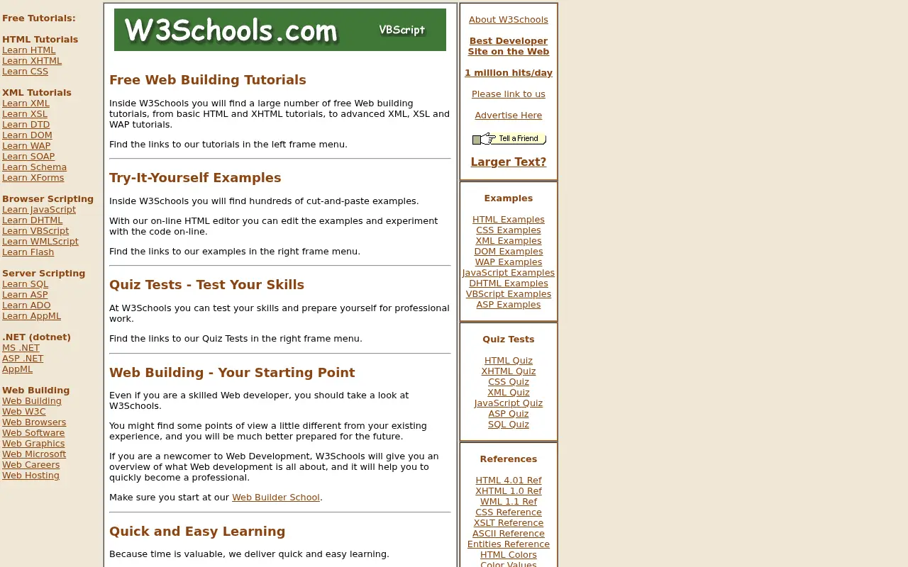 w3schools.com in 2001