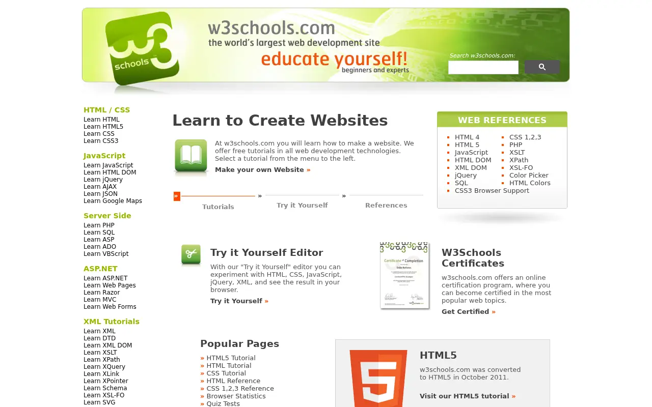 w3schools.com in 2013