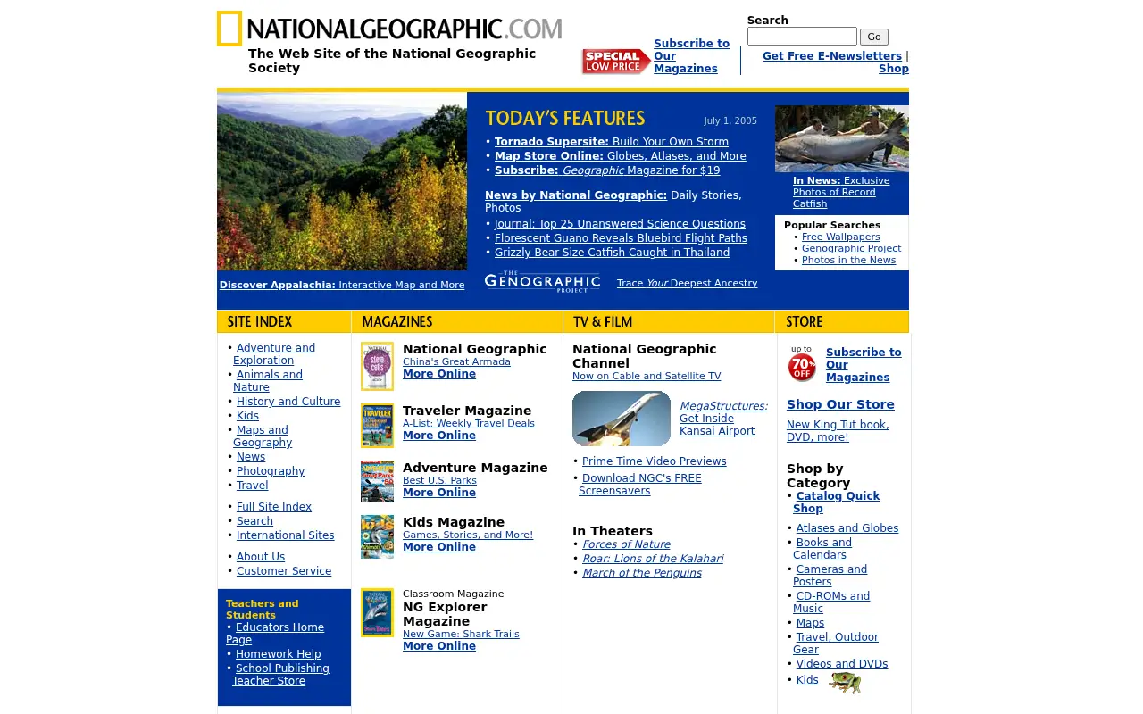 nationalgeographic.com in 2005