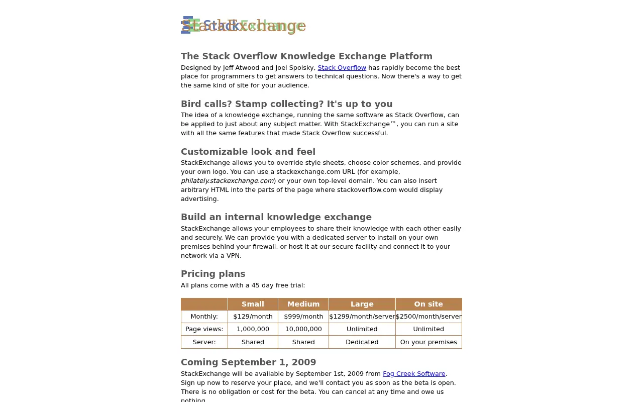stackexchange.com in 2009