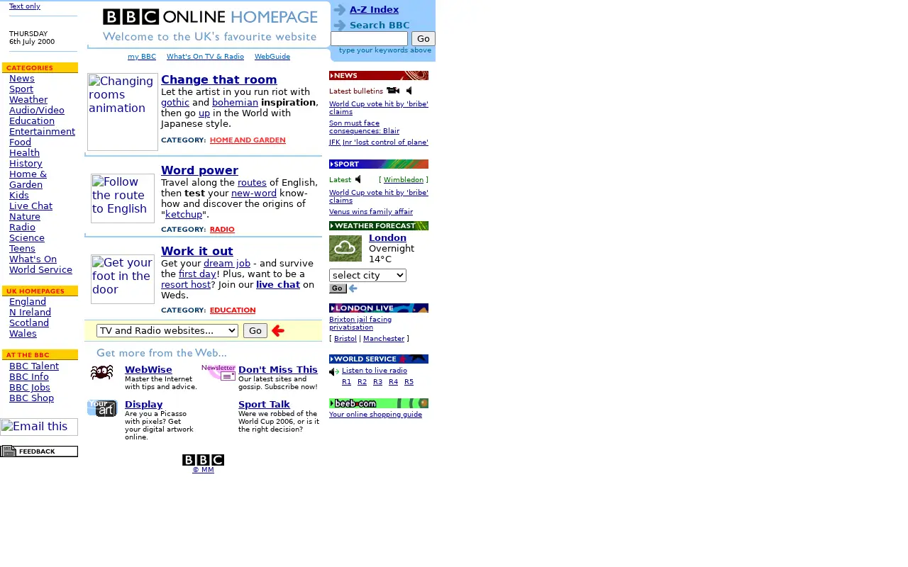 bbc.co.uk in 2000
