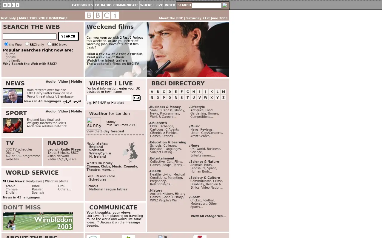 bbc.co.uk in 2003