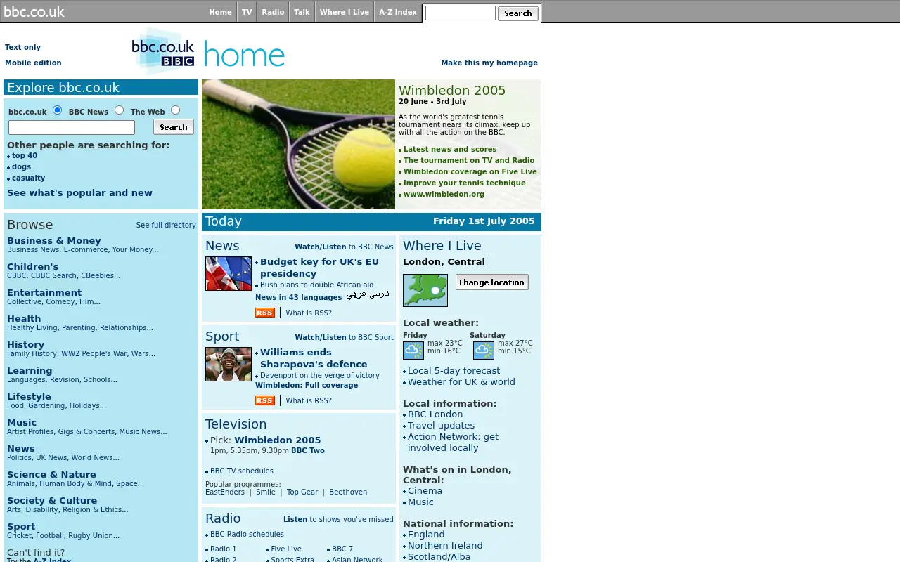 bbc.co.uk in 2005