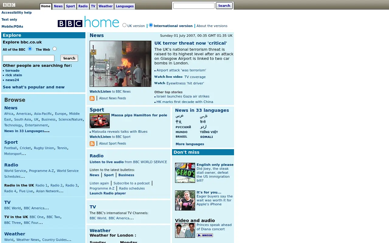 bbc.co.uk in 2007