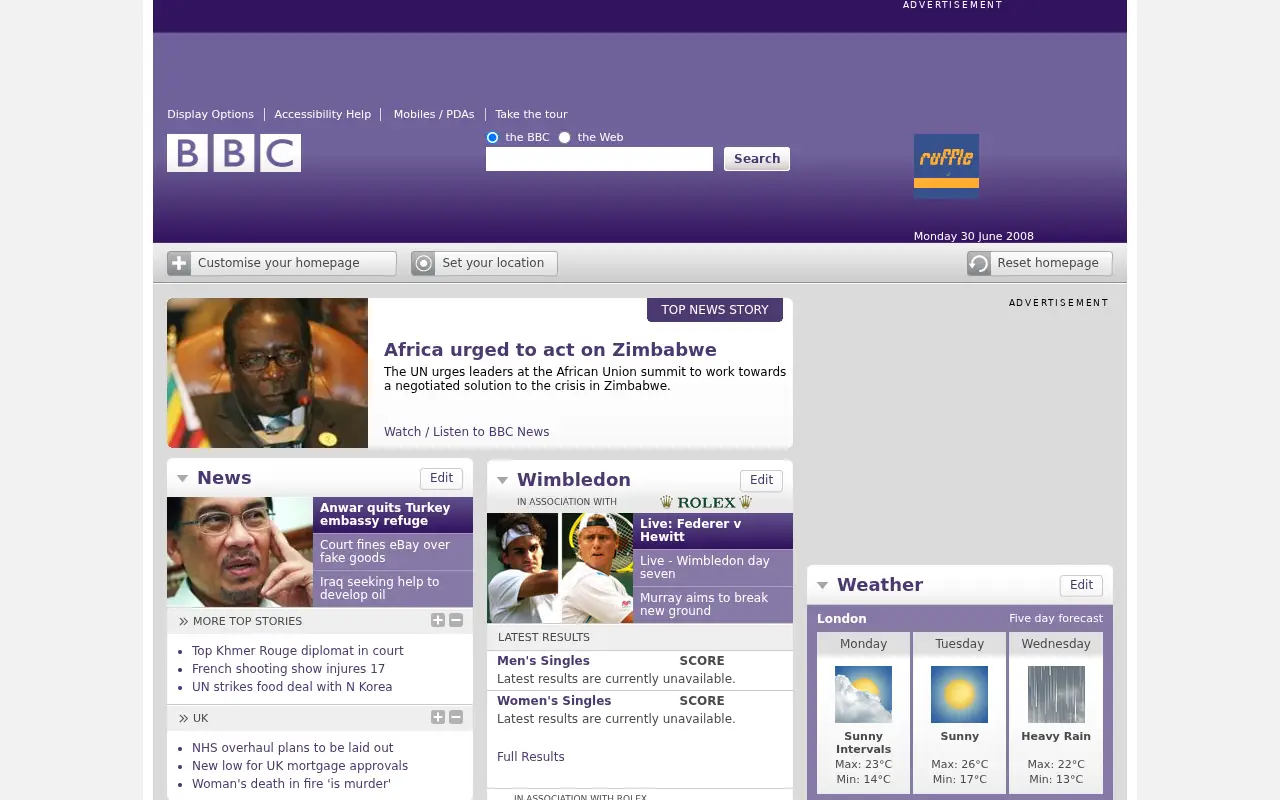 bbc.co.uk in 2008