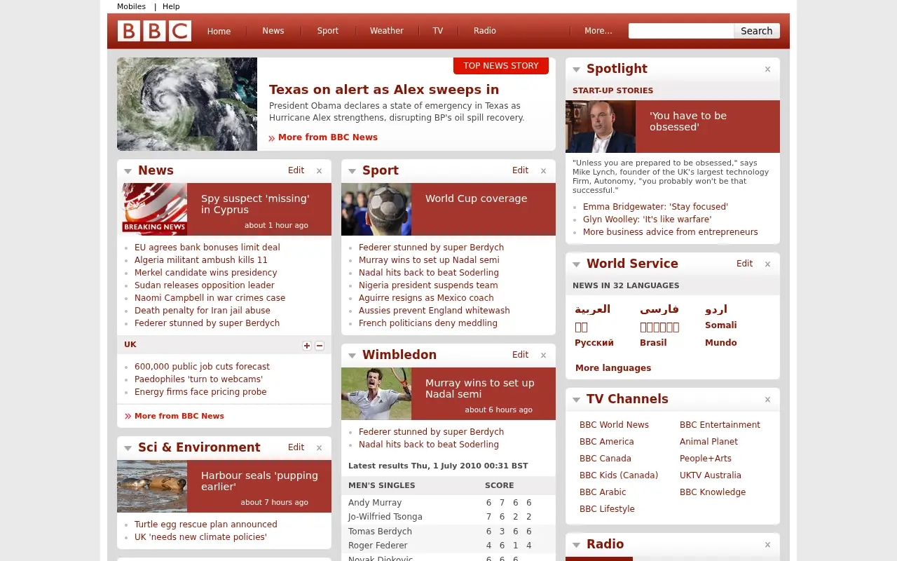 bbc.co.uk in 2010