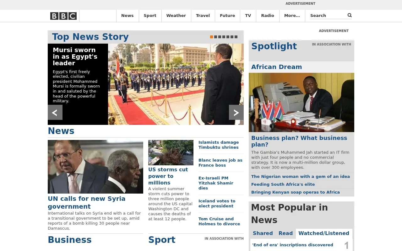 bbc.co.uk in 2012