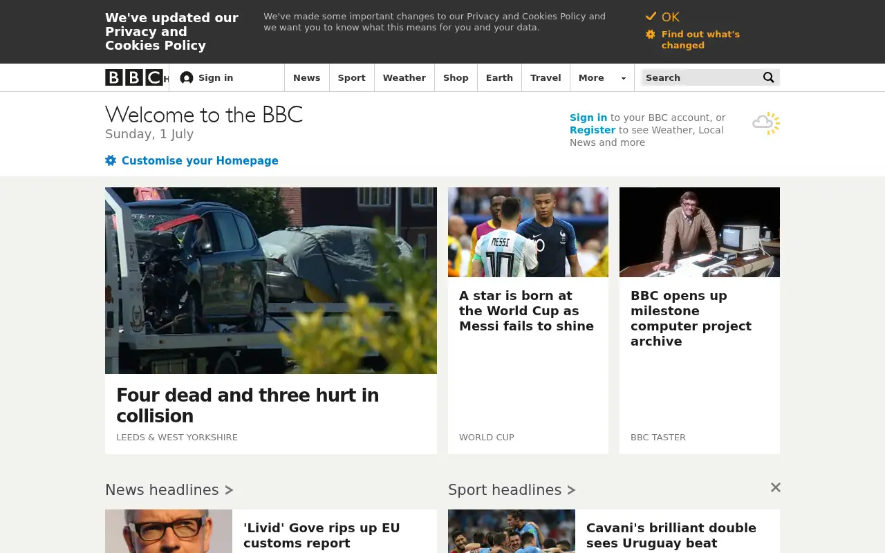 bbc.co.uk in 2018