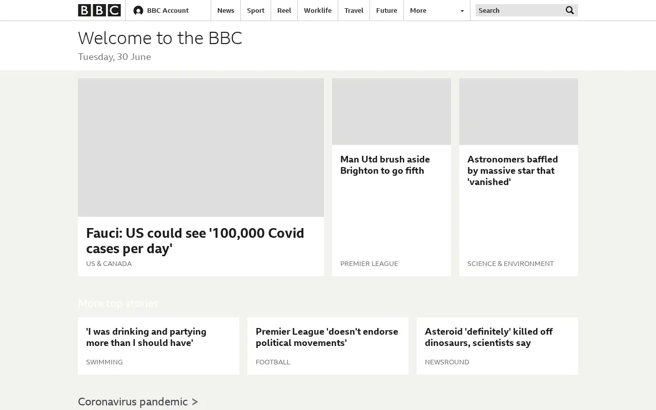 bbc.co.uk in 2020